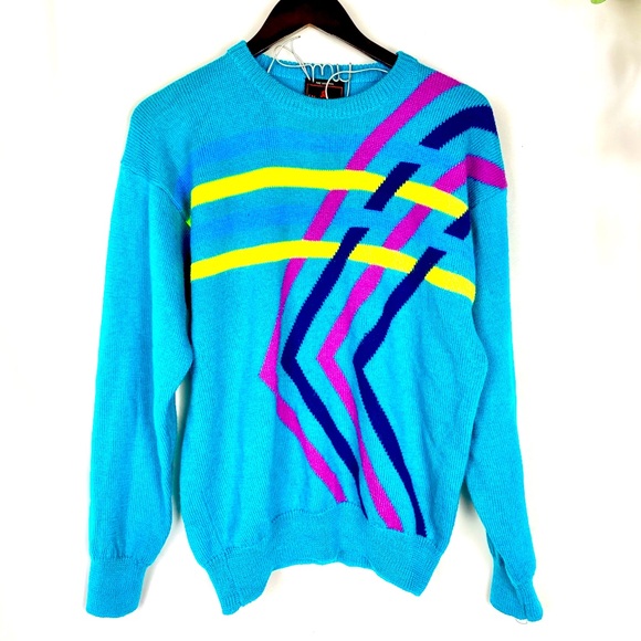 Vintage Other - Vintage Demetre Geometric Wool Sweater M 80s 90s